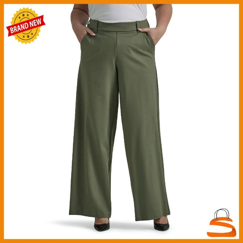 Wide Leg Pull-On Pants Regular Fit Ultra Lux Fabric Office Casual